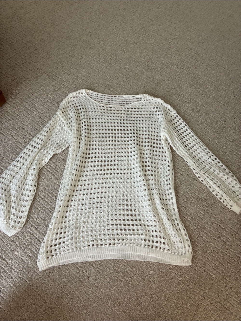 White Crochet Knit Coverup Dress - Women's